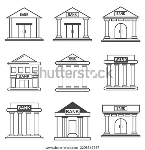 Financial Office Bank Building Design Set Stock Vector (Royalty Free ...