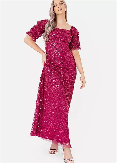 Maya Deluxe All Over Embellished Bardot Maxi Dress Freemans