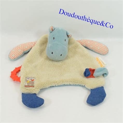 Doudou Hippopotamus Moulin Roty Papoum Attaches Teat Cm Sos