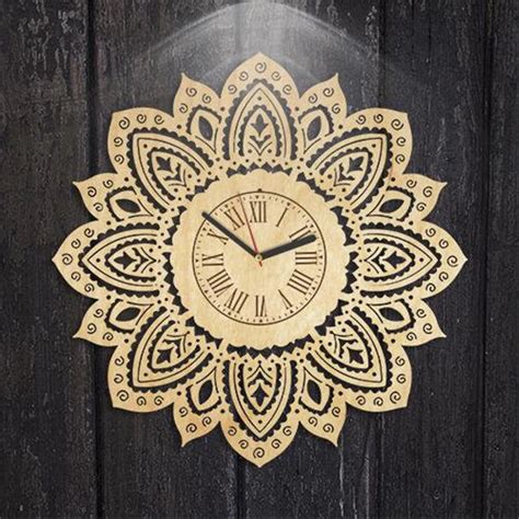 Mandala Wood Wall Clock Mandala Wood Decor Handmade Art Wood Wall Clock