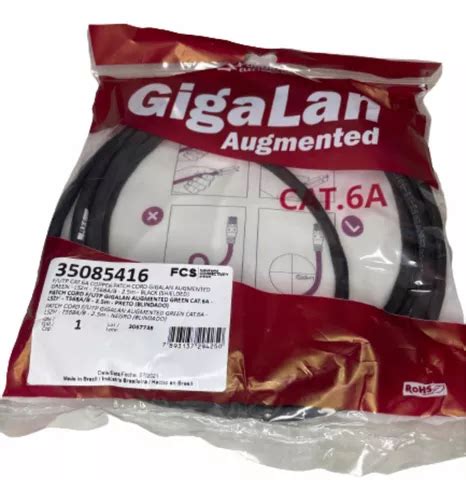 Patch Cord Cat6a Blindado 2 5mtrs Furukawa Gigalan Preto Parcelamento