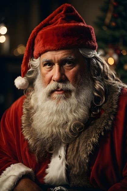 Premium Photo A Man Dressed As Santa Claus With A Full Beard