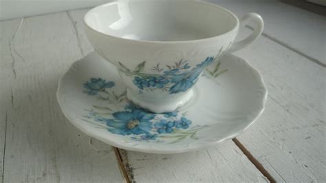 Vintage Blue Cornflower Tea Cup Saucer Tea Cups Tea Cup Saucer Cup