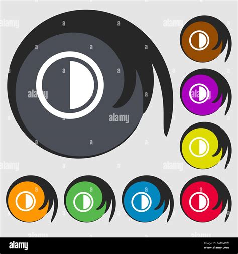 Contrast Icon Sign Symbols On Eight Colored Buttons Vector Stock