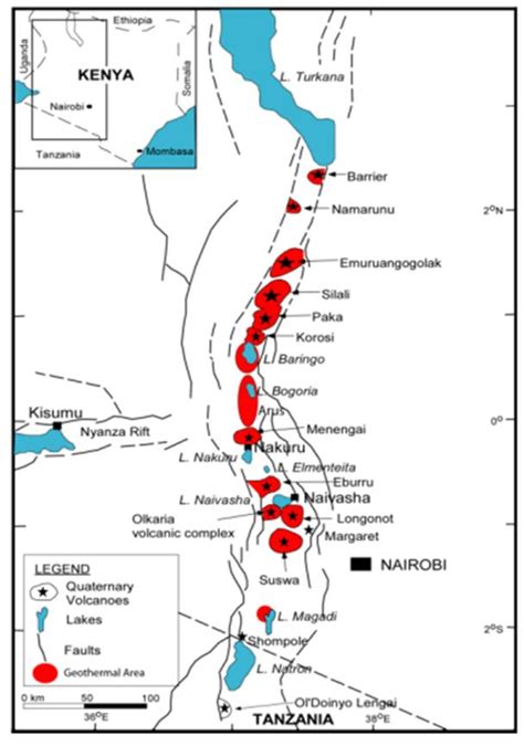 Simplified Geological Map Of Kenya Showing Geothermal Areas Omenda And