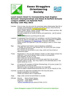 Fillable Online Eaoa Org Essex Stragglers Orienteering Society