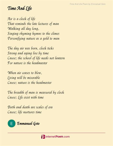 Time And Life Poem by Emmanuel Goto