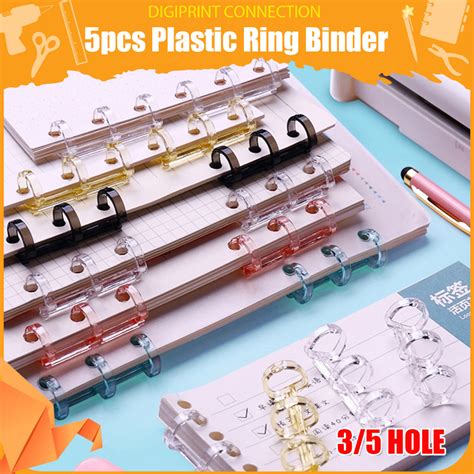 5pcs 53 Holes Plastic Ring Binder Transparent Binding Spines Combs 50