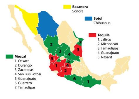 Denomination of Origins & Map | Mezcal, Tequila, Distilled spirit