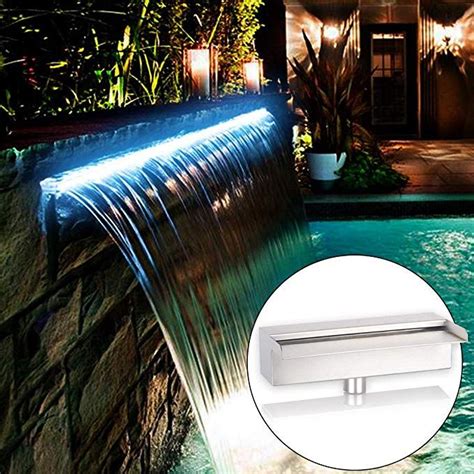 YUDA 24 Stainless Steel Waterfall Pool Fountain With SMD LED 7 Color