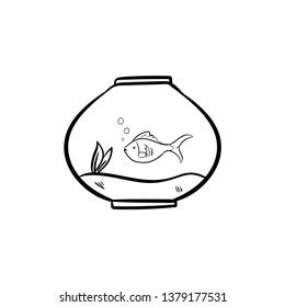 Fishbowl Hand Drawn Outline Doodle Stock Vector Royalty Free