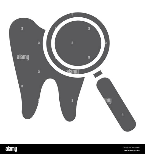 Teeth Examination Glyph Icon Mouth And Dental Lens And Tooth Sign