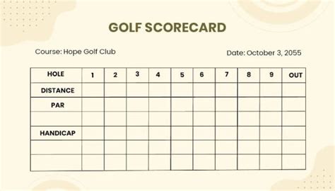 Simple Golf Scorecard