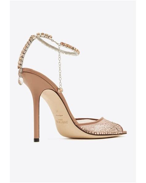 Jimmy Choo Saeda 100 Crystal Mesh Sandals In White Lyst