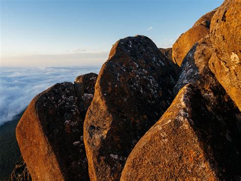 Dolerite Boulders At Sunrise Kunanyimount Wellington Tasmania