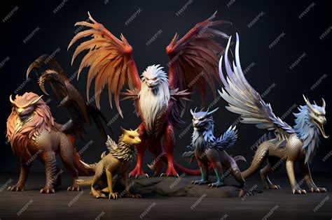 Premium AI Image | mythical dragon and griffin