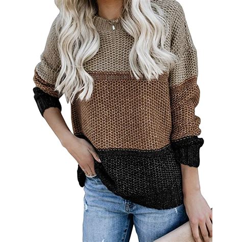 Kalenmos Pais Tricot Pull Femmes Automne Hiver Col En V Longue Slevee