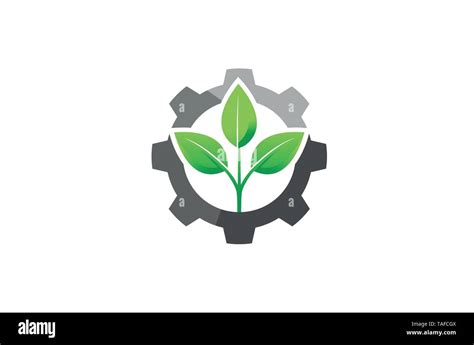 Creative Gear Leaf Agricultural Technology Logo Design Illustration