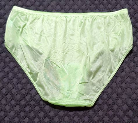 Shadowline Bikini Sissy Panty Floral Lace Shiny Nylon Xl Green Lime