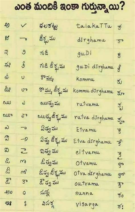 List Of Symbol Meaning In English And Telugu With New Ideas