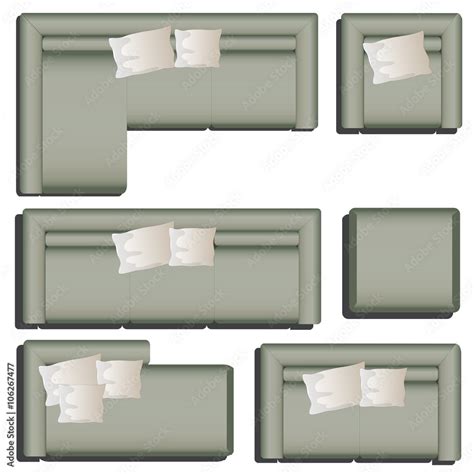 Furniture top view set 38 for interior ,vector illustration, black sofa ...