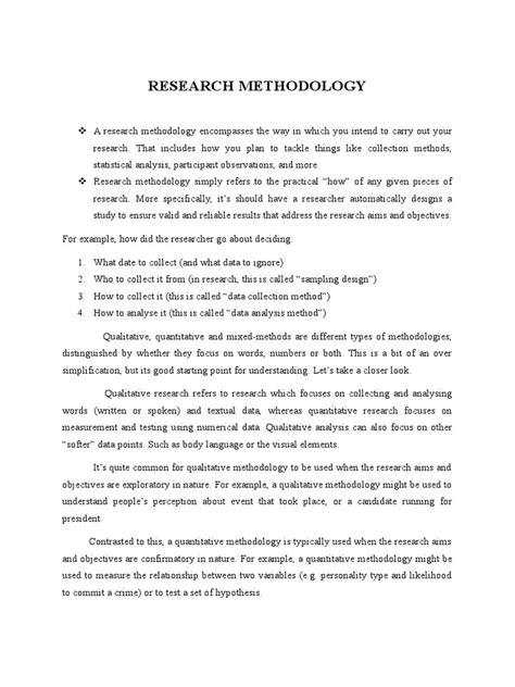 research methodology  methodology quantitative research