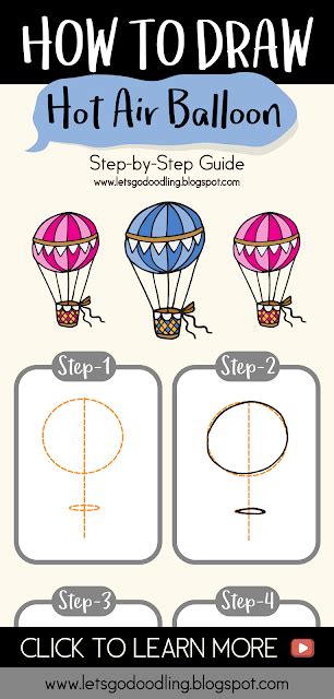 How To Draw Hot Air Balloon Easy Step By Step Drawing Tutorial