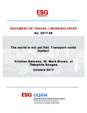 Fillable Online Economie Esg Uqam The World Is Not Yet Flat Transport