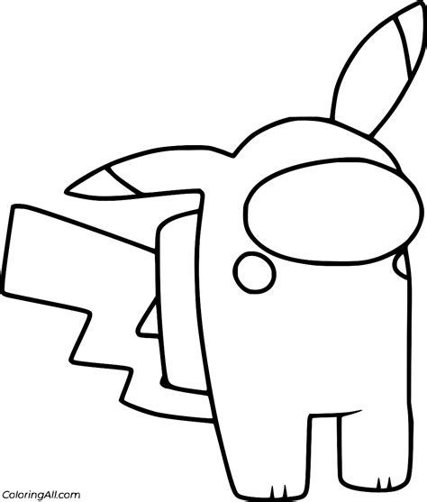 Pikachu Among Us Coloring Page ColoringAll