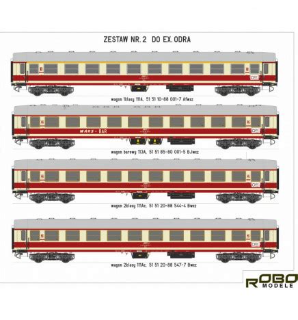 Robo 200511 2 Zestaw 4 wagonów pociągu Ex ODRA 2 epoka IV z