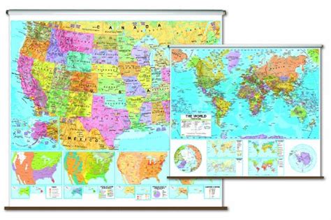 Usworld Advanced Political Wall Map Combo Roller Advanced Political Classroom Wall Maps