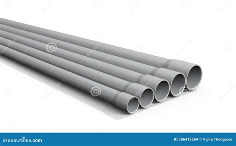 PVC Electrical Conduit, Different Sizes. 3D Rendering Isolated on White ...