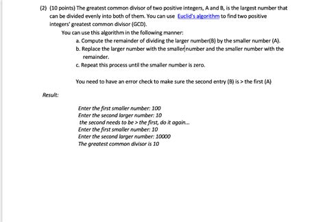 Solved Points The Greatest Common Divisor Of Two Positive