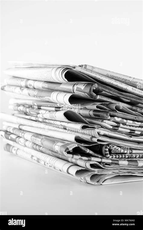 Black And White Stack Of Newspaper Stock Photo Alamy