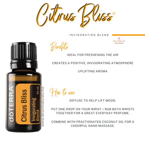 Doterra Citrus Bliss Invigorating Blend Desert Naturals Doterra