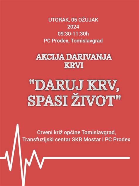 Najava Akcija Dobrovoljnog Darivanja Krvi Daruj Krv Spasi život