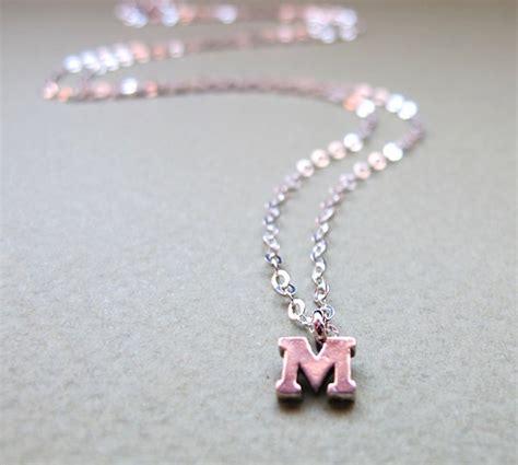 Sterling Silver Letter Necklace Alphabet Pendant Necklace Etsy