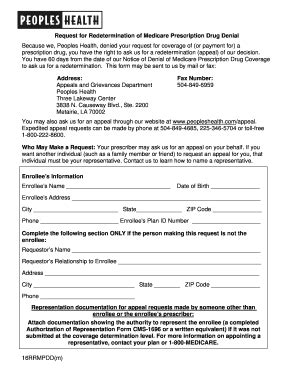 Fillable Online Request For Redetermination Of Medicare Prescription