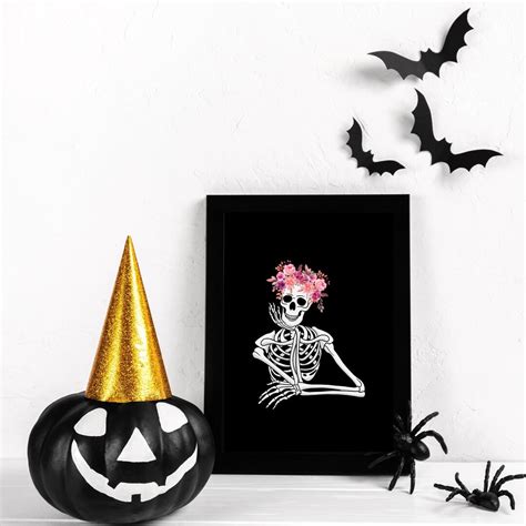 Cute Halloween Skeleton Printable Digital Wall Art Gothic - Etsy