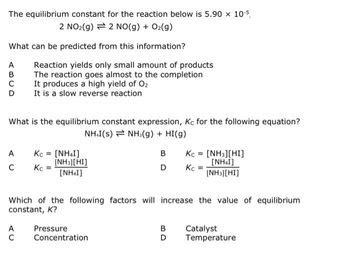 Answered The Equilibrium Constant For The Reaction Below Is 590 X 10
