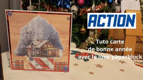 tuto carte de bonne année avec le luxe paperblock scrapbooking action