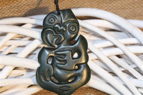 Pounamu Greenstone Nephrite Jade Hei Tiki Maori Pendant With Three