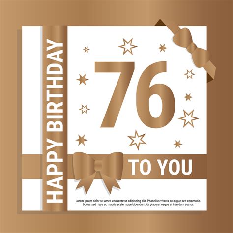 Happy 76th Birthday Gold Numerals And Glittering Gold Ribbons Festive Background Decoration