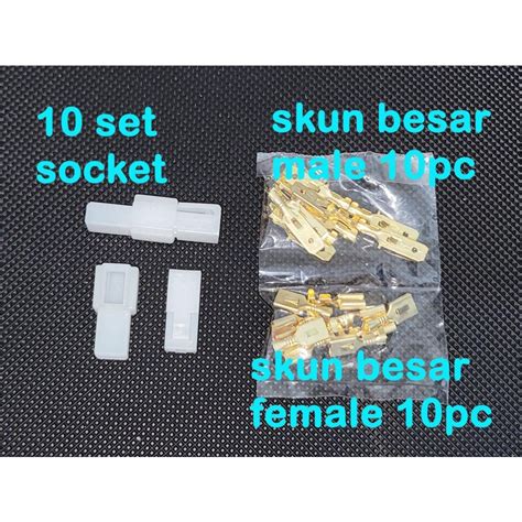 Jual Socket Mobil 1 Pin Besar 10 Set Connector Skun Motor Soket