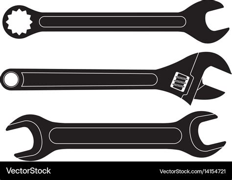 Set Of Wrenches Black Flat Icons Royalty Free Vector Image