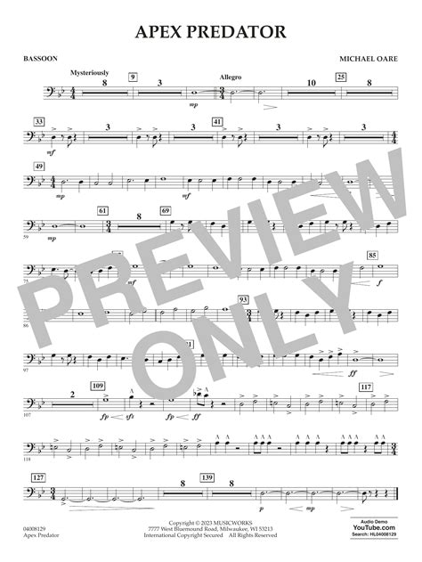 Apex Predator Bassoon Sheet Music Michael Oare Concert Band