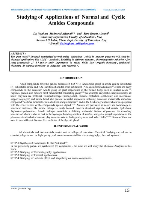 PDF Studying Of Applications Of Normal And Cyclic Amides Compounds