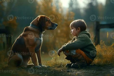 Child dog friends. Generate Ai 28829403 Stock Photo at Vecteezy