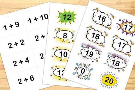 Addition Flash Cards, Math Printable Cards, Addition 0 20, Kindergarten ...