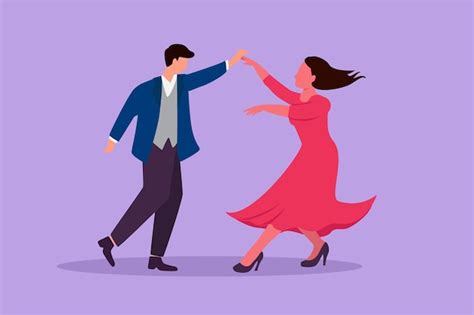 Premium Vector Cartoon Flat Style Drawing Attractive Man Woman Professional Dancer Couple